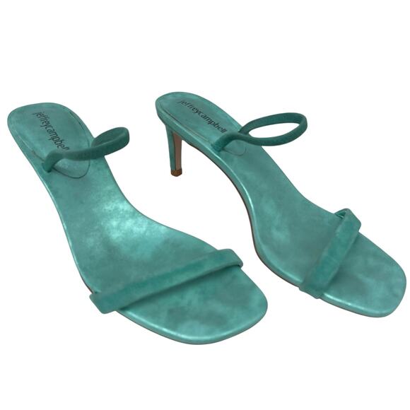 Jeffrey Campbell Hera-Hi Sandals Seafoam Green Metallic Combo Size 9 - Picture 10 of 10